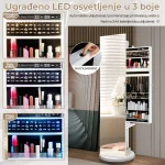 Okretno Ogledalo sa Čivilukom i LED Ormarićem Beli - Слика 6