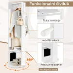 Okretno Ogledalo sa Čivilukom i LED Ormarićem Beli - Слика 7