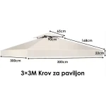 Venturo Gazebo zamensko platno 3x3m Bež - Слика 3