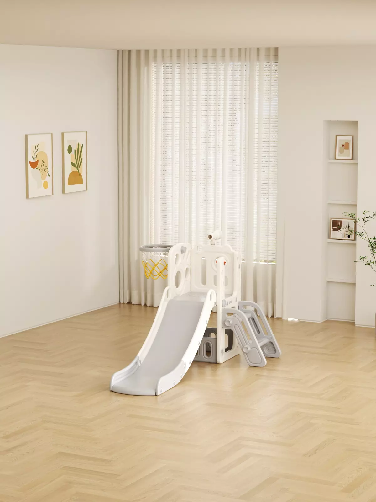 Elf-1200 Dečji tobogan sa košem i teleskopom “Elf” 160 cm (sivo beli) - Слика 1