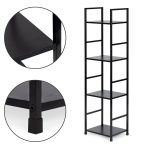 Drvena polica sa metalnim LOFT okvirom, 4 nivoa, crna - ModernHome - Слика 6