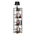 Drvena polica sa metalnim LOFT okvirom, 4 nivoa, u boji hrasta - ModernHome - Слика 4