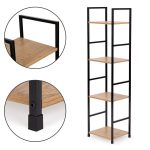 Drvena polica sa metalnim LOFT okvirom, 4 nivoa, u boji hrasta - ModernHome - Слика 6