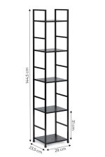 Drvena polica sa metalnim okvirom u LOFT stilu, 5 nivoa, crna- ModernHome - Слика 7