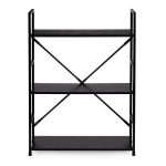 LOFT polica sa 3 police i metalnim okvirom – Black ModernHome - Слика 2