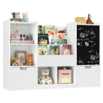 KINDER HOME organizator za dečije igračke sa tablom, policom, 2 fioke i 6 pregrada, puno drvo i MDF - Слика 8