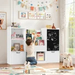 KINDER HOME organizator za dečije igračke sa tablom, policom, 2 fioke i 6 pregrada, puno drvo i MDF - Слика 4