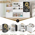KINDER HOME organizator za dečije igračke sa tablom, policom, 2 fioke i 6 pregrada, puno drvo i MDF - Слика 5