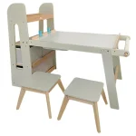 KINDER HOME Dečiji aktivni sto 3 u 1 sa 2 stolice, senzornim stolom za pesak i vodu, belom i crnom tablom, policom i organizatorom - Слика 5