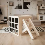 Montesori set 2 u 1 KINDER HOME, dečiji sto sa stolicom i kockom za penjanje - Слика 2