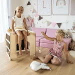 Montesori set 2 u 1 KINDER HOME, dečiji sto sa stolicom i kockom za penjanje - Слика 7