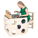 Montesori set 2 u 1 KINDER HOME, dečiji sto sa stolicom i kockom za penjanje - Слика 6