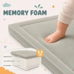 Dečiji tepih sa memorijskom penom KINDER HOME LOLA, 150x200 cm, debljina 3,5 cm, baršunasto mekan vodoodbojni gornji sloj, memori pena, protivklizna podloga, siva - Слика 7