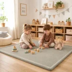Dečiji tepih sa memorijskom penom KINDER HOME LOLA, 150x200 cm, debljina 3,5 cm, baršunasto mekan vodoodbojni gornji sloj, memori pena, protivklizna podloga, siva - Слика 12