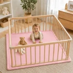 Dečiji tepih sa memorijskom penom KINDER HOME LOLA, 150x200 cm, debljina 3,5 cm, baršunasto mekan vodootporni gornji sloj, memori pena, podloga protiv klizanja, roze - Слика 2
