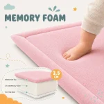 Dečiji tepih sa memorijskom penom KINDER HOME LOLA, 150x200 cm, debljina 3,5 cm, baršunasto mekan vodootporni gornji sloj, memori pena, podloga protiv klizanja, roze - Слика 12