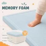 Dečiji tepih sa memorijskim efektom KINDER HOME LOLA, 150x200 cm, debljina 3,5 cm, baršunasto mekan vodootporni gornji sloj, memori pena, protivklizna podloga, plava - Слика 11
