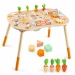 Dečiji aktivni sto KINDER HOME, Montesori igraonica 6 u 1, puno drvo