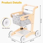 Drvene hodalice za bebe KINDER HOME, kolica za kupovinu sa korpom, igračka za guranje, Montesor - Слика 5