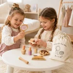 Dečiji drveni kozmetički set KINDER HOME, šminka za igru uloga, torba, Montesori - Слика 7
