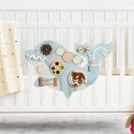 Dečija drvena tabla za aktivnosti KINDER HOME, delfin za zid, Montesori brod - Слика 2