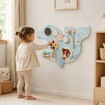 Dečija drvena tabla za aktivnosti KINDER HOME, delfin za zid, Montesori brod - Слика 7