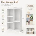 KINDER HOME Dečja polica za knjige sa 5 pregrada, beli organizator za knjige i igračke - Слика 3