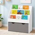 Dečija biblioteka KINDER HOME, bela, sa fiokom na točkovima - Слика 5