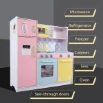 KINDER HOME Dečija kuhinja, drvena igračka za igranje uloga sa šarenim dizajnom, dimenzije - Слика 6