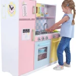 KINDER HOME Dečija kuhinja, drvena igračka za igranje uloga sa šarenim dizajnom, dimenzije