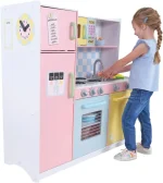 KINDER HOME Dečija kuhinja, drvena igračka za igranje uloga sa šarenim dizajnom, dimenzije