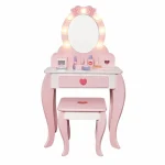 Dečiji drveni toaletni stočić sa ogledalom i svetlima KINDER HOME, roze, 92 cm - Слика 13