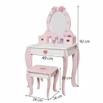 Dečiji drveni toaletni stočić sa ogledalom i svetlima KINDER HOME, roze, 92 cm - Слика 7