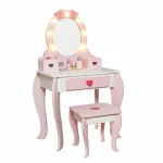 Dečiji drveni toaletni stočić sa ogledalom i svetlima KINDER HOME, roze, 92 cm - Слика 5