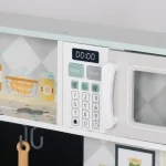Dečija drvena kuhinja KINDER HOME sa elektronskom pločom za kuvanje, mikrotalasnom pećnicom, rernom, sudoperom i dodacima, od punog drveta i MDF-a - Слика 6