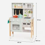 Dečija drvena kuhinja KINDER HOME sa elektronskom pločom za kuvanje, mikrotalasnom pećnicom, rernom, sudoperom i dodacima, od punog drveta i MDF-a - Слика 13