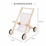 Dečija drvena kolica za lutke KINDER HOME sa mekom tekstilnom korpom - Слика 6