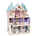 Drvena četvorospratna kućica za lutke Bella Castle, sa 15 komada nameštaja – ECOTOYS - Слика 4