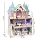 Drvena četvorospratna kućica za lutke Bella Castle, sa 15 komada nameštaja – ECOTOYS - Слика 10