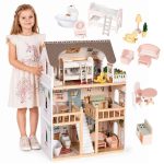 Drvena trospratna kućica za lutke Laura, sa 15 komada nameštaja – ECOTOYS