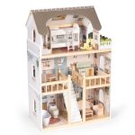 Drvena trospratna kućica za lutke Laura, sa 15 komada nameštaja – ECOTOYS - Слика 4