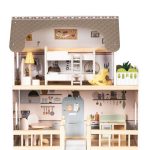 Drvena trospratna kućica za lutke Laura, sa 15 komada nameštaja – ECOTOYS - Слика 7