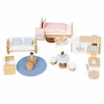 Dvospratna kućica za lutke u koferu, sa drvenim nameštajem i 20 dodataka – ECOTOYS - Слика 6