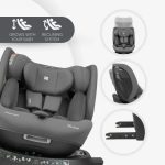 Kikka Boo Autosedište 40-150 cm I-Orbit premium I-SIZE ISOFIX sa potpornom nogom Dark Grey - Слика 4